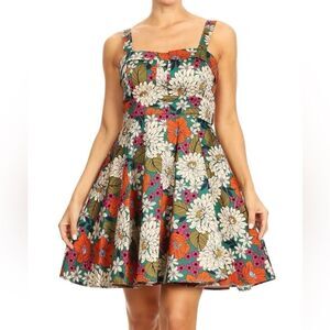 Lxia Green Multi Colored Floral Mini Dress